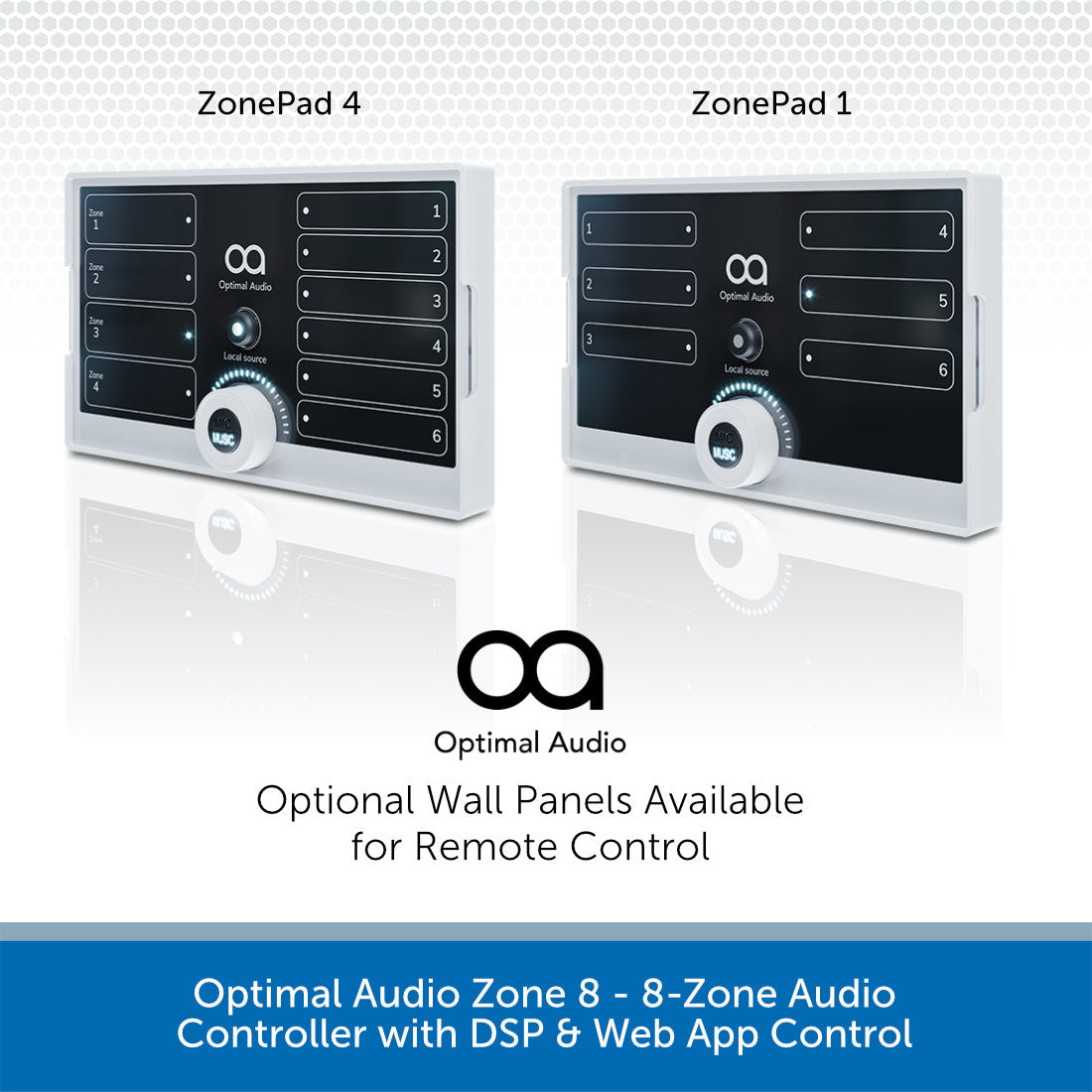 Audio Zone Control Panel Optimal Audio Zone 8 - 8-Zone Audio Controller with DSP & Web App Control